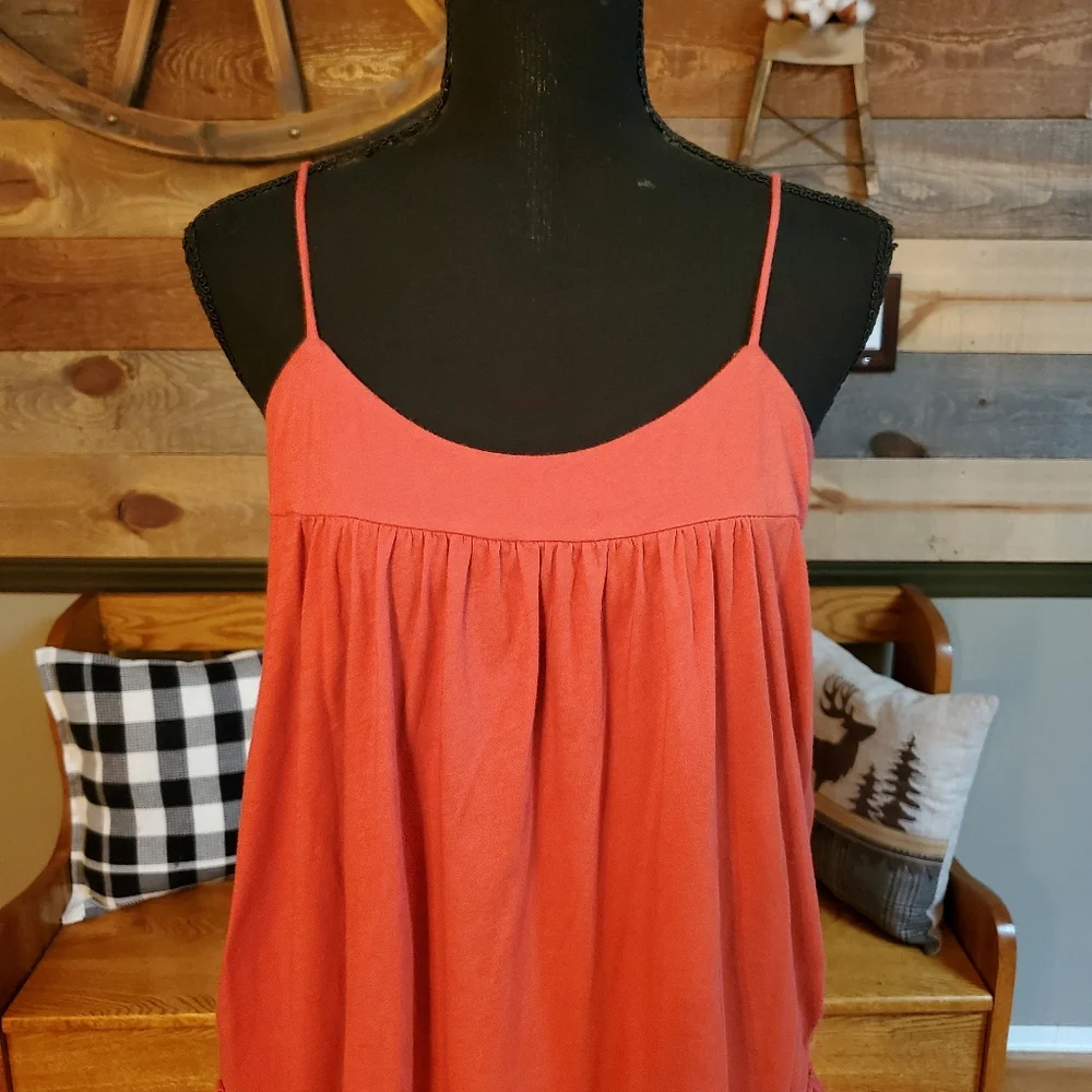 J Crew Ruffle Rust Orange Tank Top